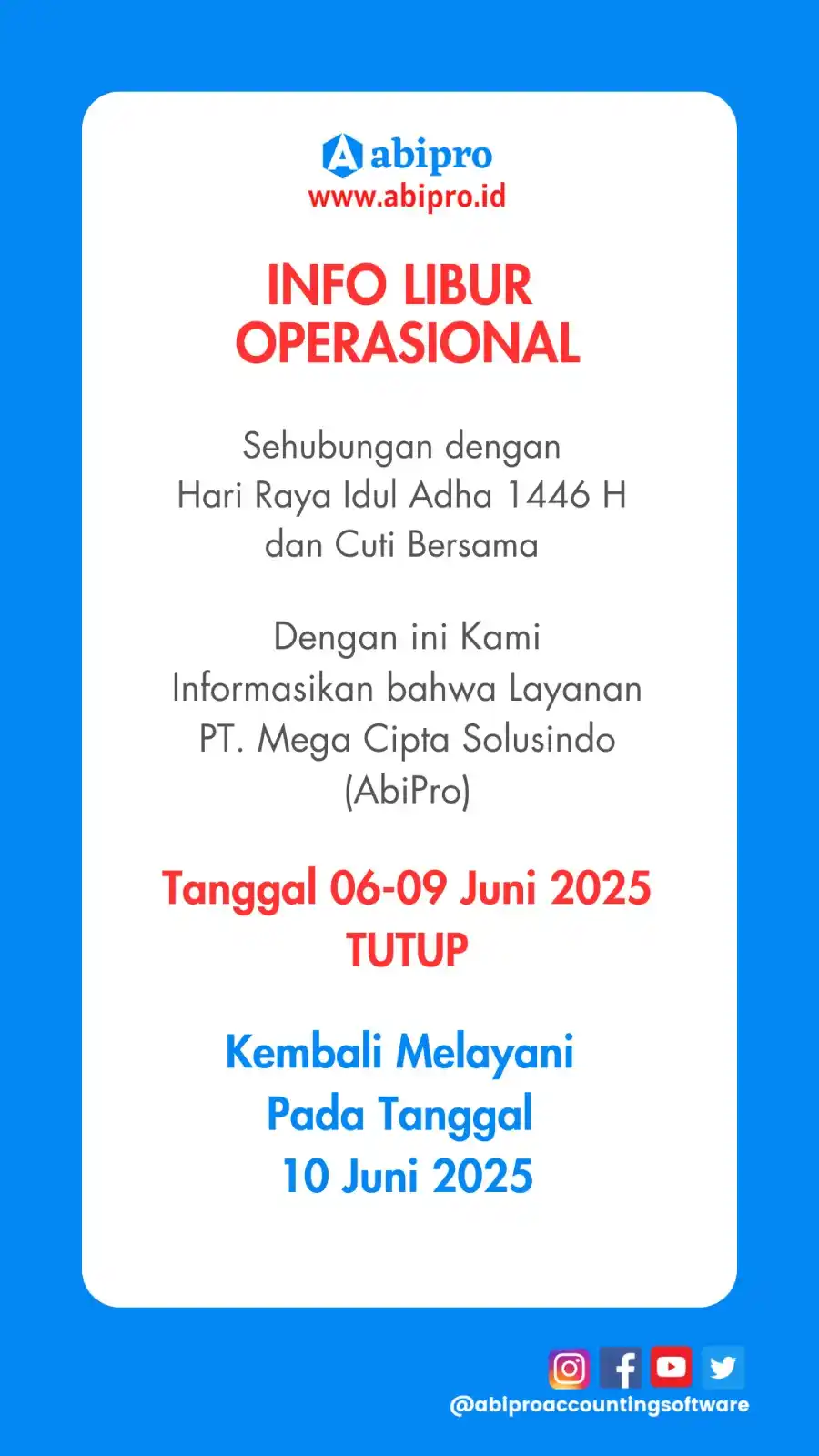 Image from Abipro Accounting Software: ‼️Info Libur Operasional AbiPro Accounting Software...