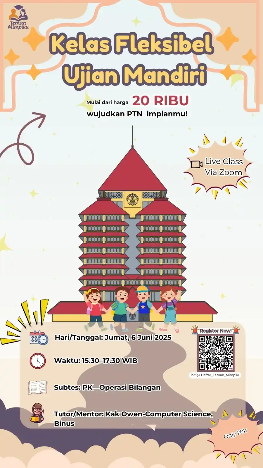 Image from Teman Mimpiku—Info UTBK SNBT & Ujian Mandiri 2025: kuy daftar kelas kita yang mau ikut SIMAK UI, UTUL UGM, SMUP UNPAD, UM...