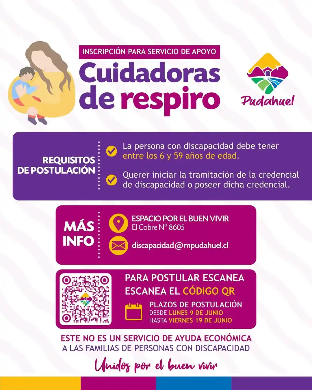Image from Ilustre Municipalidad De Pudahuel: POSTULACIONES ABIERTAS AL SERVICIO DE CUIDADORAS/ES DE RESPIRO, BENEFI...