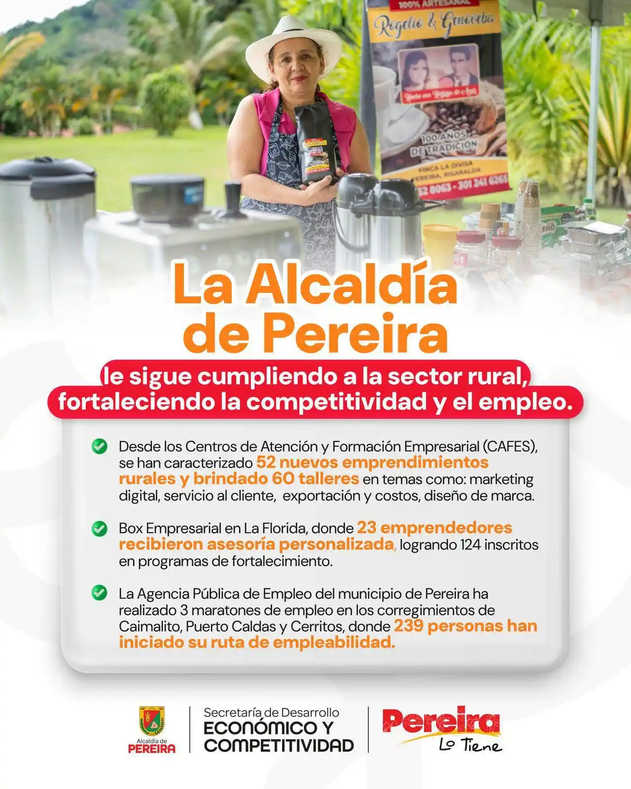 Image from Alcaldía de Pereira : EL DESARROLLO ECONÓMICO SE VE EN LA ZONA RURAL! 🌱✨A través de la <a...