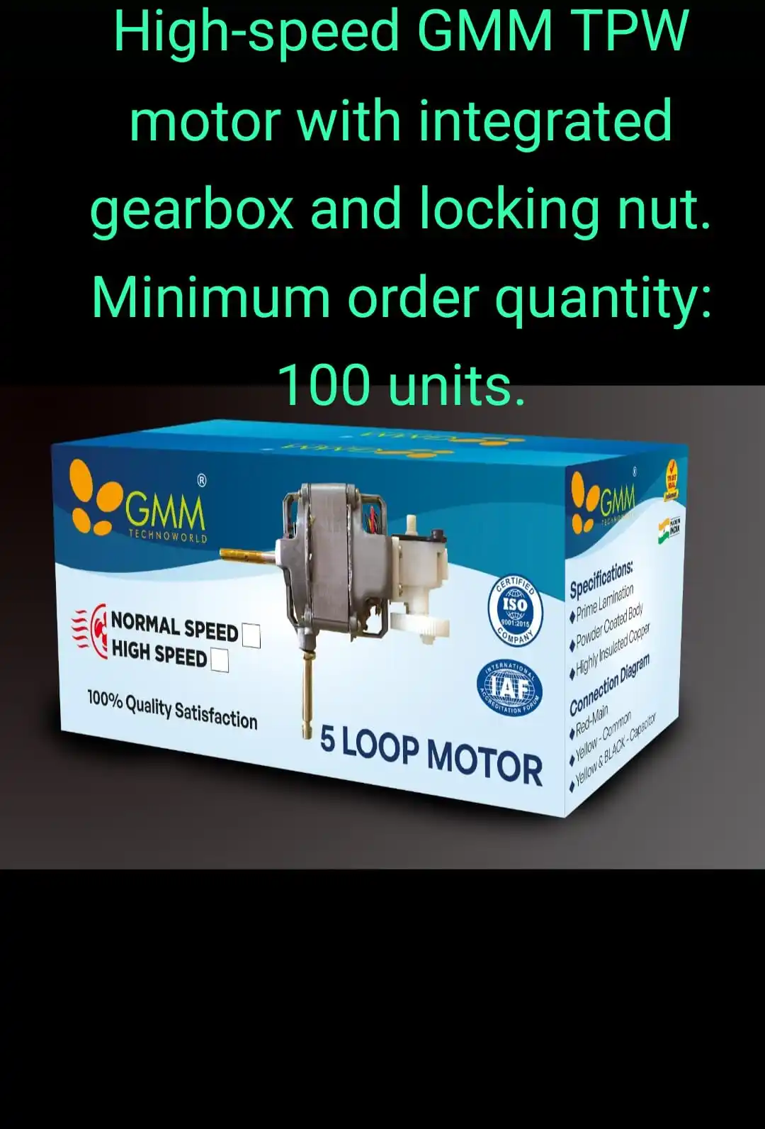 Image from GMM TECHNOWORLD: High-speed GMM TPW motor with integrated gearbox and locking nut. Mini...