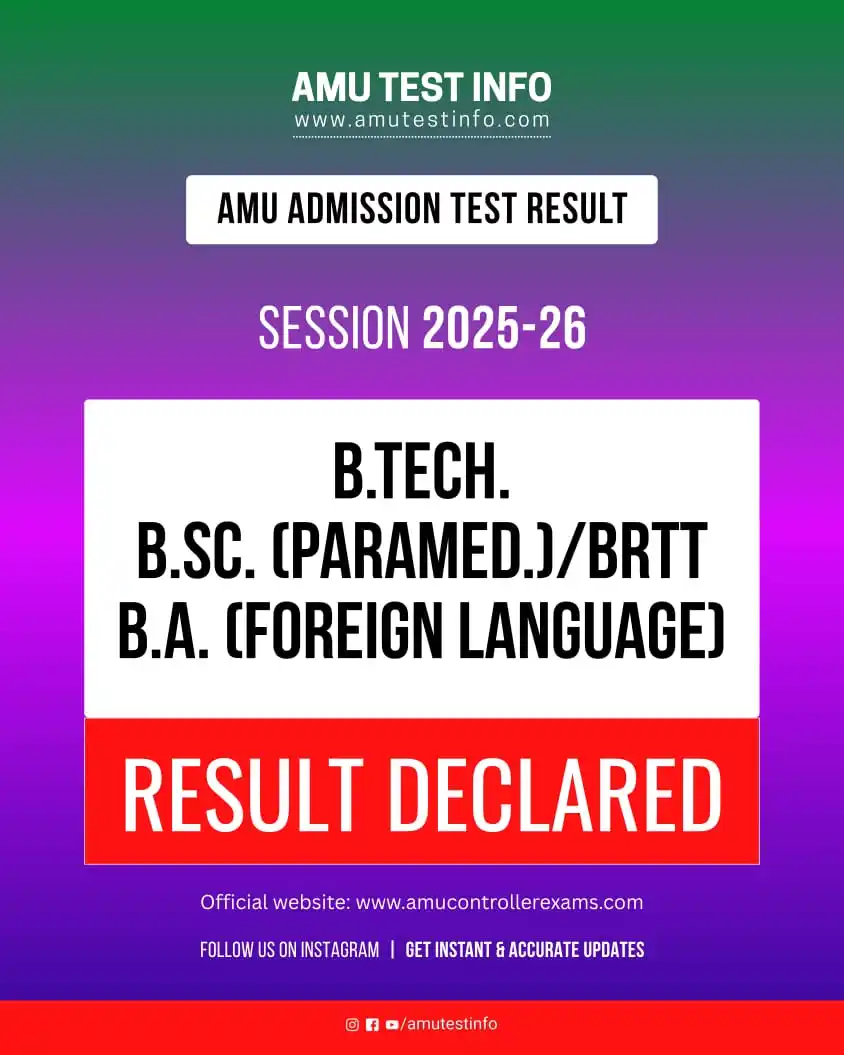 Image from amutestinfo: Result of AMU *B.Tech, B.Sc. (Paramedical)/BRTT and B.A. (Foreign Lang...
