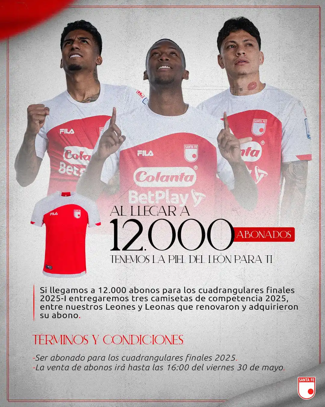 Image from Independiente Santa Fe 🇮🇩: 📢 Ya saben Leones y Leonas 🦁 Santiago Mosquera, Yeicar Perlaza y Ale...