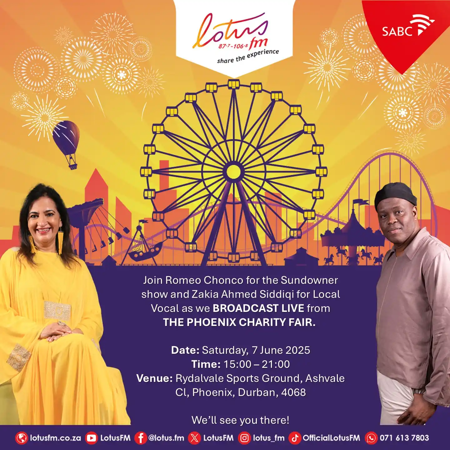 Image from LotusFM: 🎡✨ Catch all the fun at the Phoenix Charity Fair! ✨🎡 Join Romeo Cho...