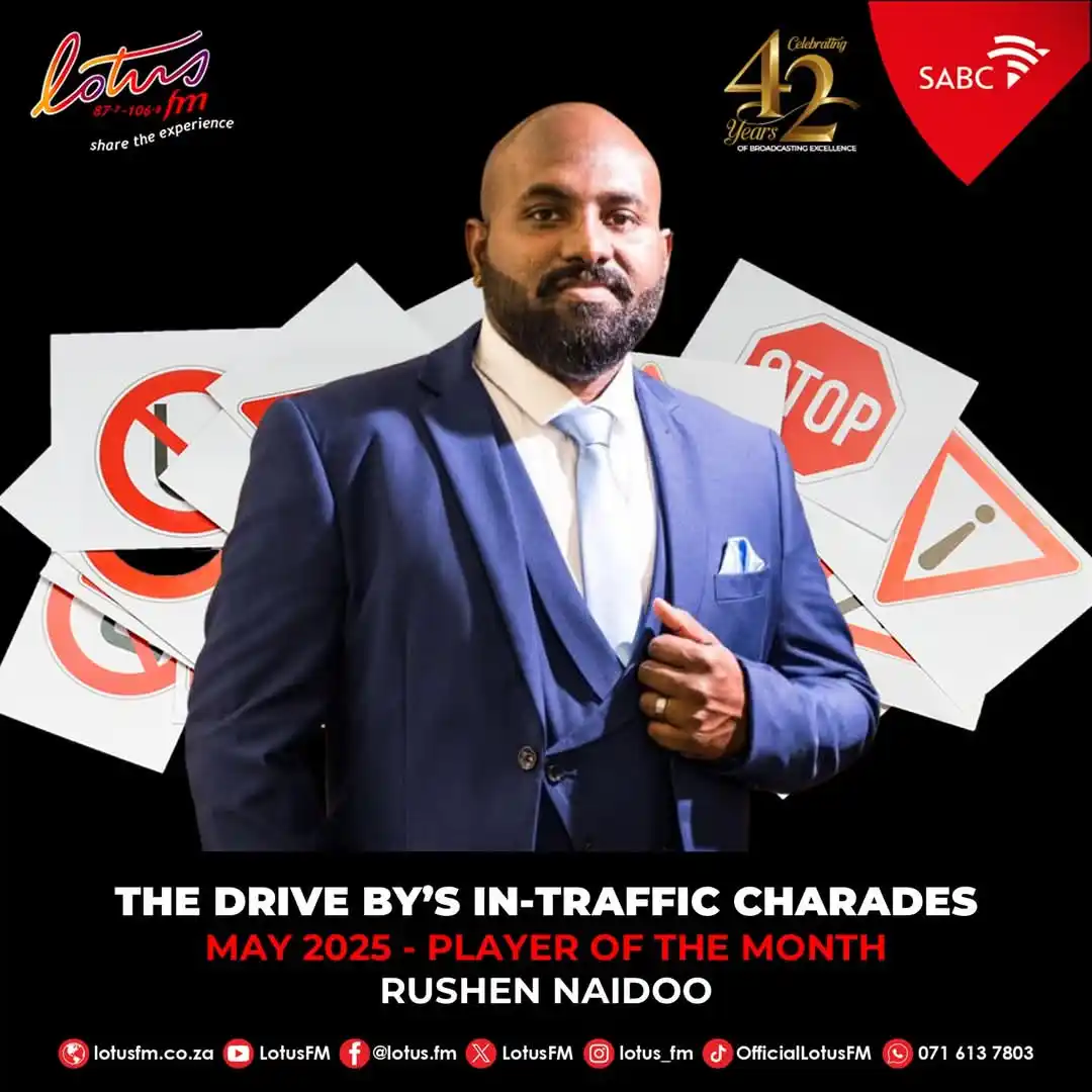 Image from LotusFM: 🏆✨ Congratulations to Rushen Naidoo – our In-Traffic Charades Player ...