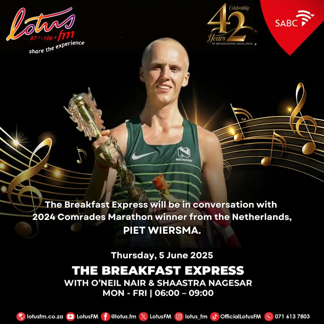 Image from LotusFM: 🏃♂️🇳🇱 Tune in to The Breakfast Express on tomorrow, 5 June 2025 as...