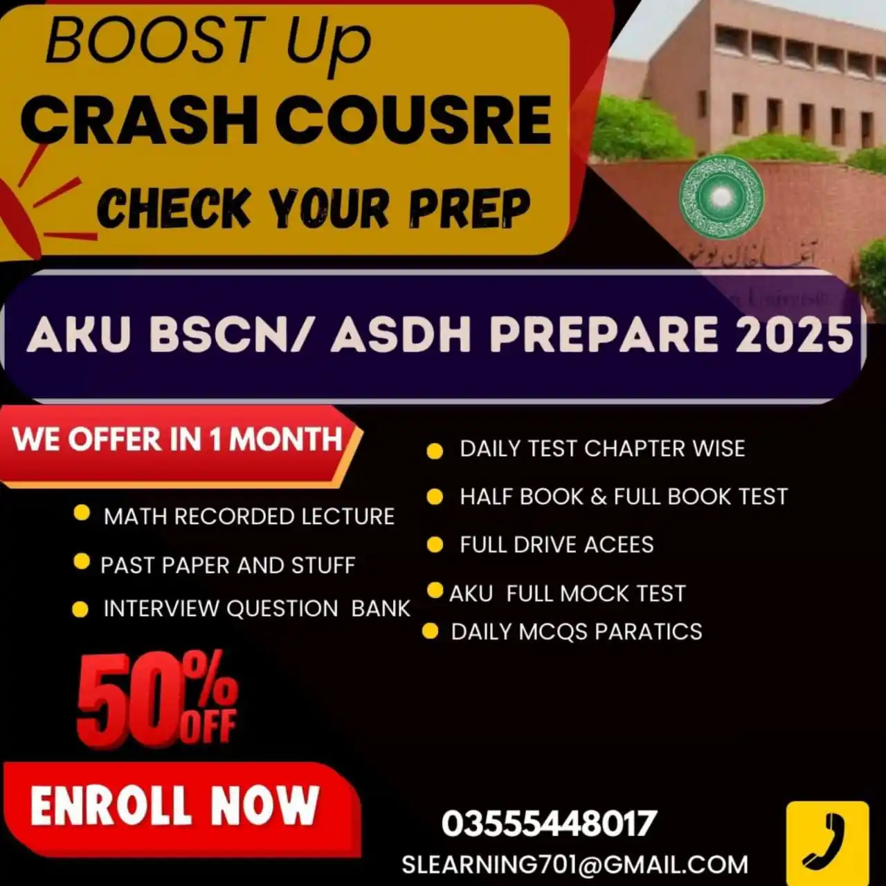 Image from M. Zahid Iqbal - PakEduCareer Educational Updates: `𝐀𝐊𝐔 𝐁𝐬𝐂𝐍/ 𝐀𝐒𝐃𝐇 𝐂𝐫𝐚𝐬𝐡 𝐂𝐨𝐮𝐫𝐬𝐞 2025 𝐛𝐲 𝐒_𝐋𝐞�...