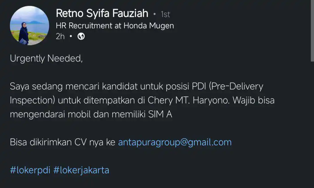 LOWONGAN PEKERJAAN JABODETABEK - KARAWANG post