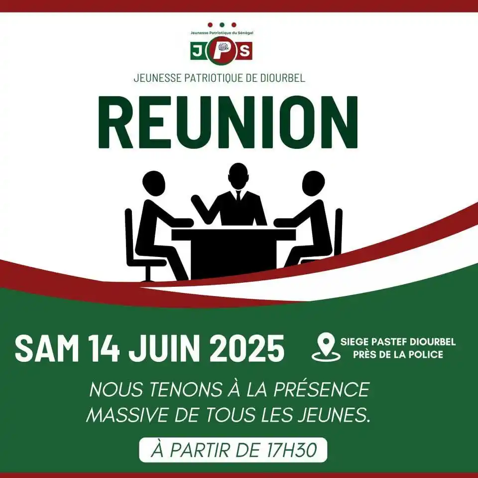 Image from PASTEF-Les Patriotes -/2050 🇸🇳: Avis: La Jeunesse Patriotique de Diourbel vous convie à une réunion ce...