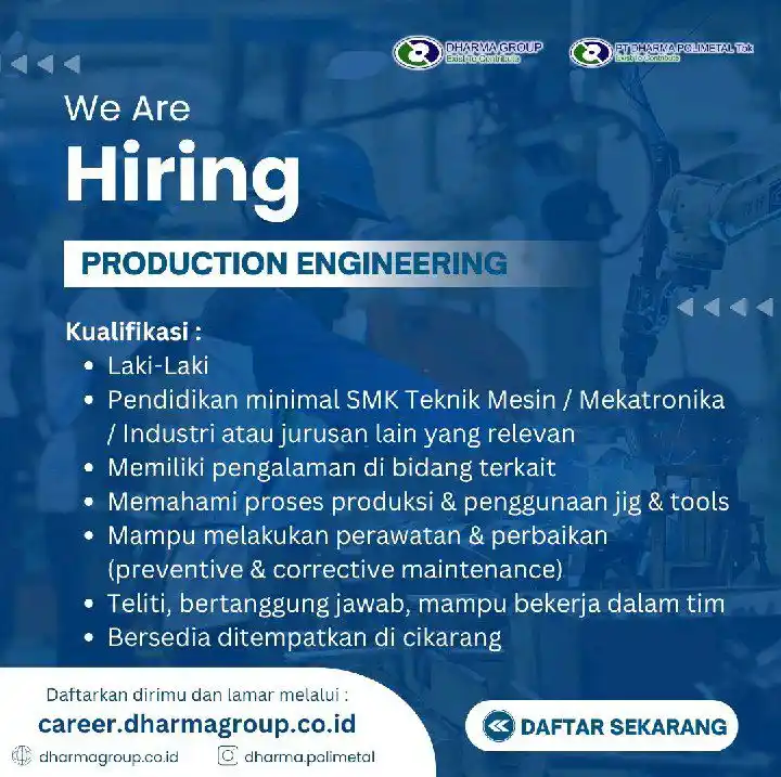 Image from LOWONGAN PEKERJAAN JABODETABEK - KARAWANG: career.dharmagroup.co.id...