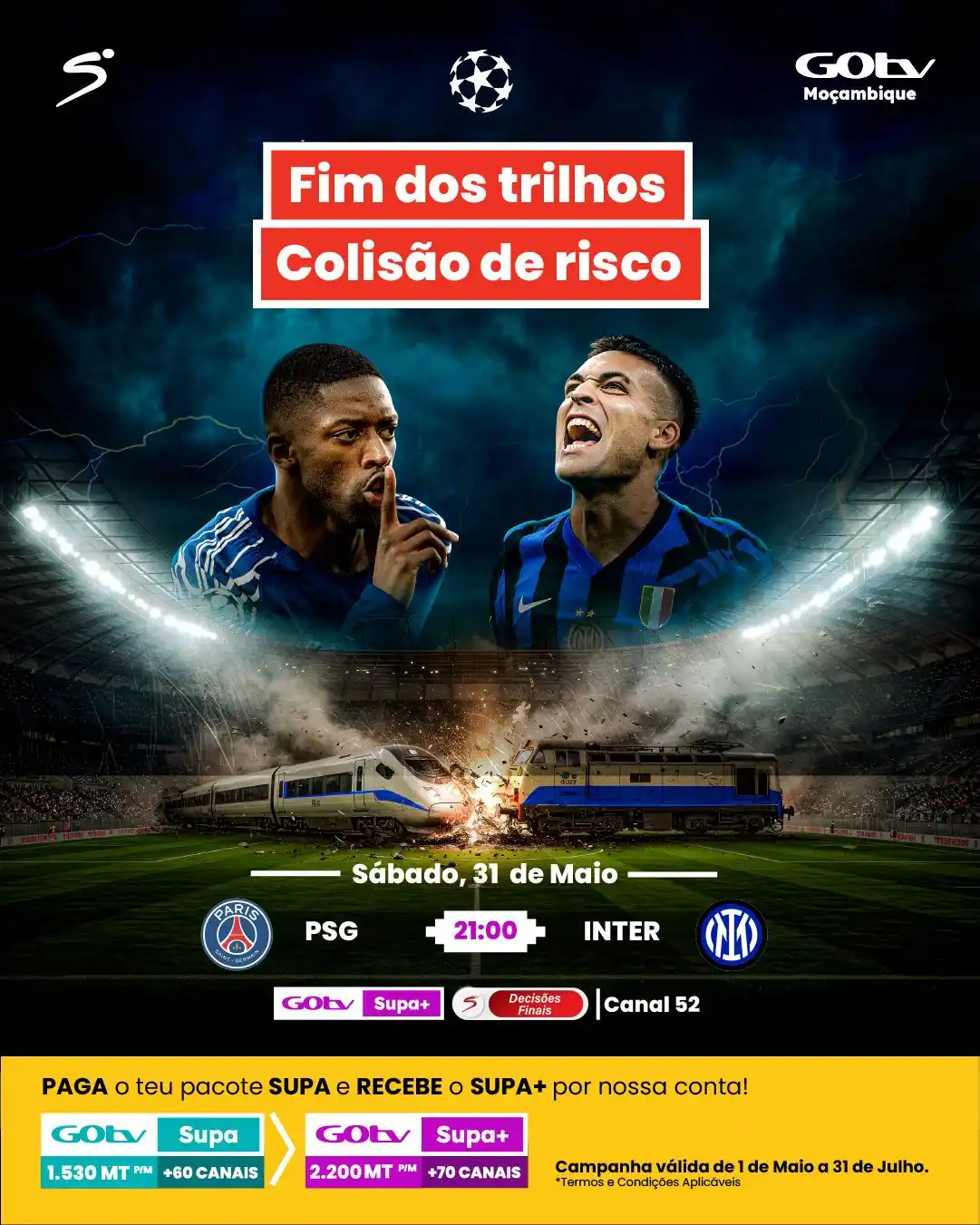 Image from GOtv Moçambique: *HOJE É HOJE!*🔥🔥 A final da Liga dos Campeões chegou, as faíscas nã...