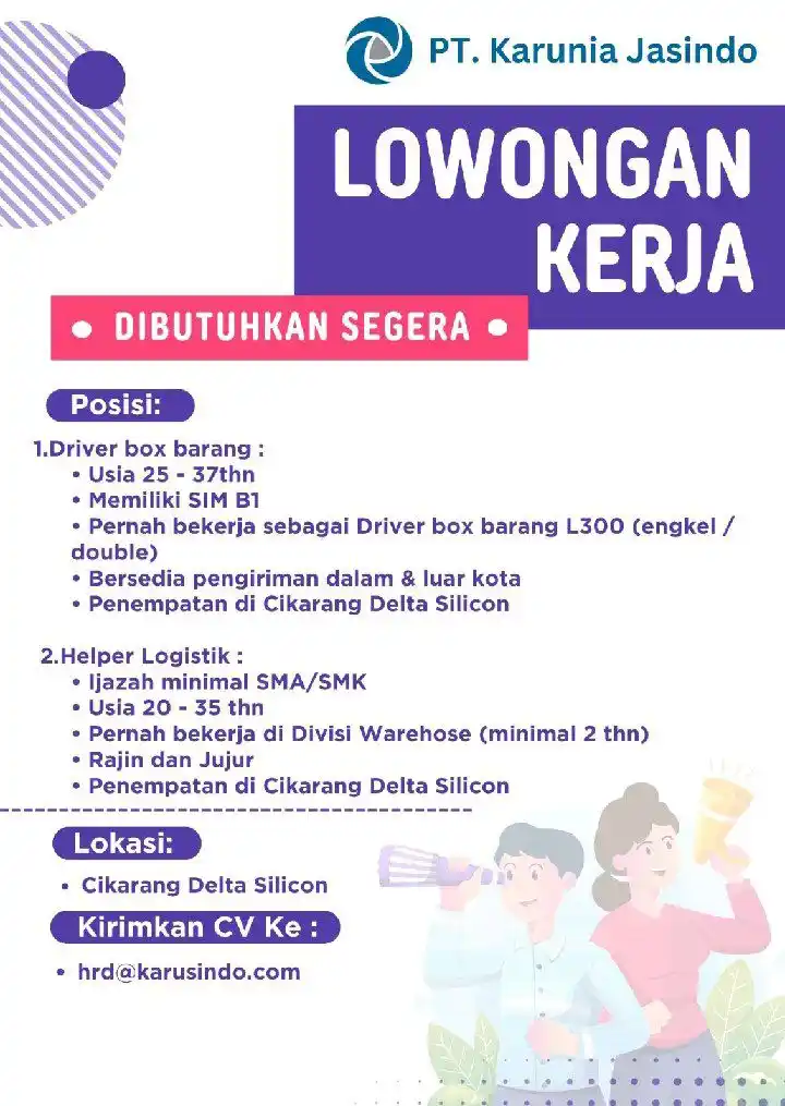 LOWONGAN PEKERJAAN JABODETABEK - KARAWANG post