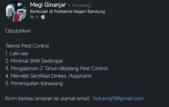 LOWONGAN PEKERJAAN JABODETABEK - KARAWANG post