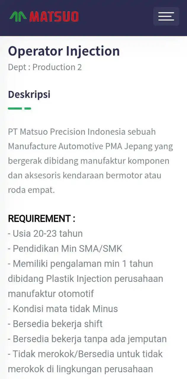 LOWONGAN PEKERJAAN JABODETABEK - KARAWANG post