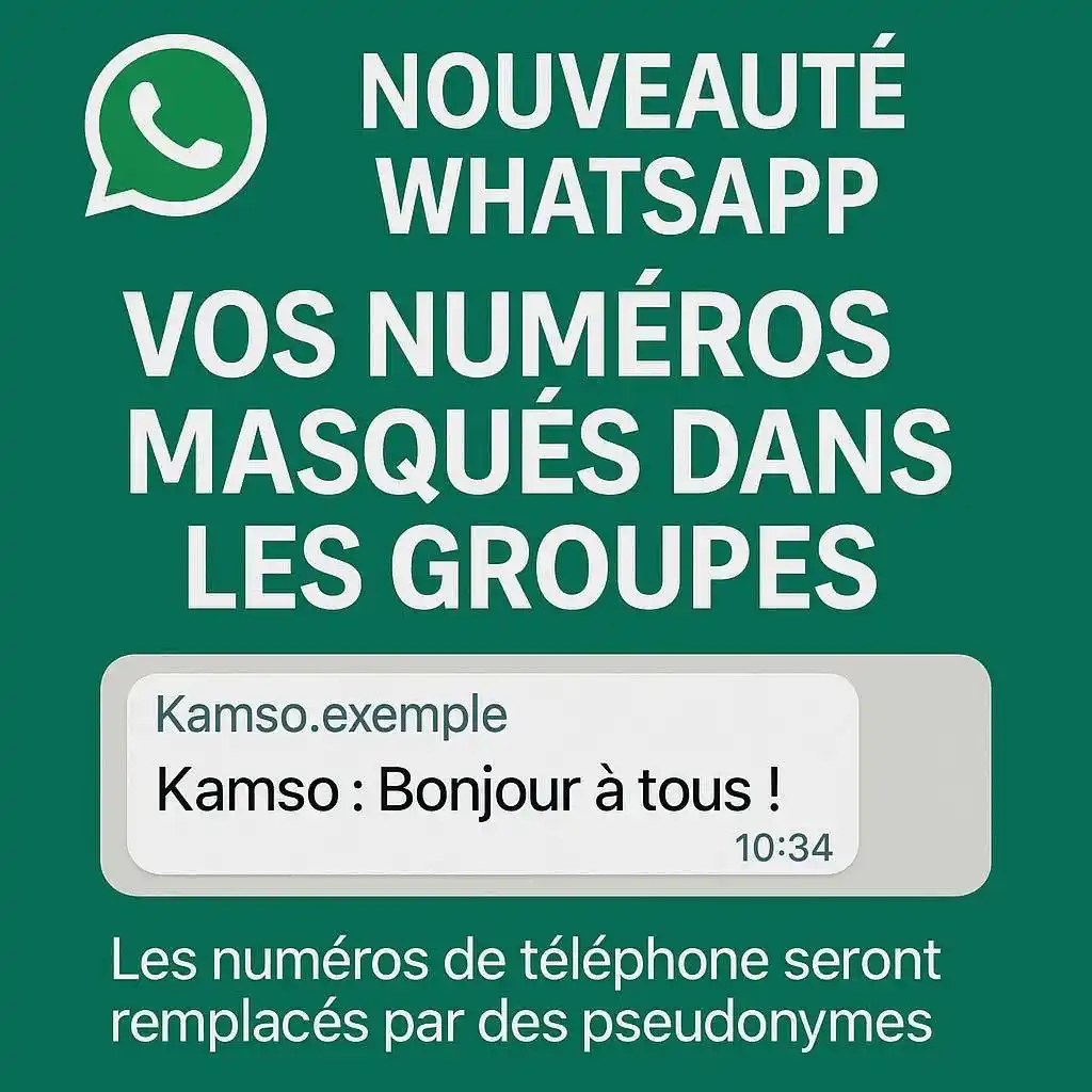 Image from Kasuwa Distro: 📱 NOUVEAUTÉ WHATSAPP – Vos numéros bientôt masqués dans les groupes !...