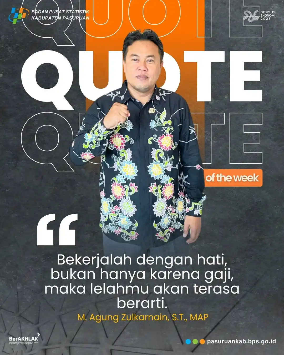 Image from BPS KABUPATEN PASURUAN: ✨ Quote of the Week ✨ Halo, Sahabat Data.. Senin pekan ini kita awal...