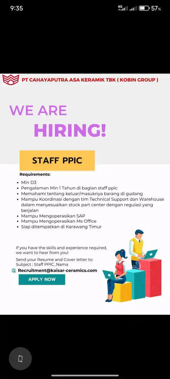 LOWONGAN PEKERJAAN JABODETABEK - KARAWANG post