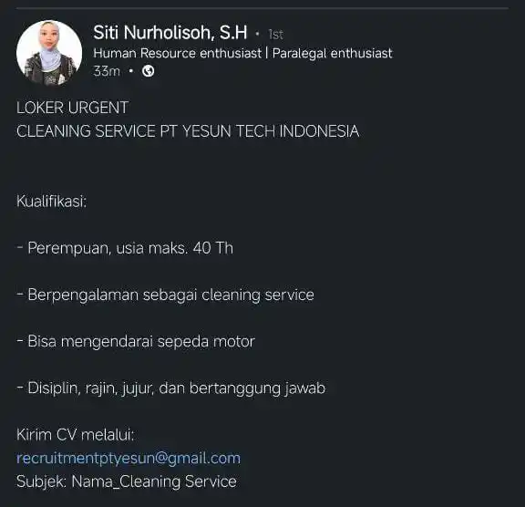 LOWONGAN PEKERJAAN JABODETABEK - KARAWANG post