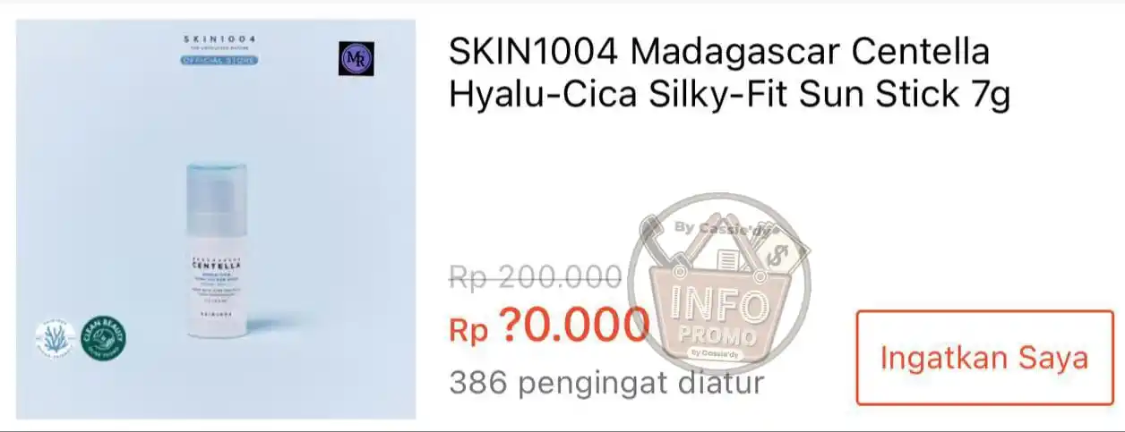Image from INFO PROMO DISKON RACUN BELANJA | SHOPEE LAZADA TOKOPEDIA BLIBLI TIKTOK HIDDEN GEMS DAGET SHOPEE THR: Rp30.000 | ⏰ 00.00 WIB SKIN1004 Madagascar Centella Hyalu-Cica Silky-...