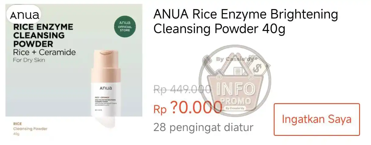 Image from INFO PROMO DISKON RACUN BELANJA | SHOPEE LAZADA TOKOPEDIA BLIBLI TIKTOK HIDDEN GEMS DAGET SHOPEE THR: Rp50.000 | ⏰ 00.00 WIB ANUA Rice Enzyme Hydrating Brightening Cleansi...