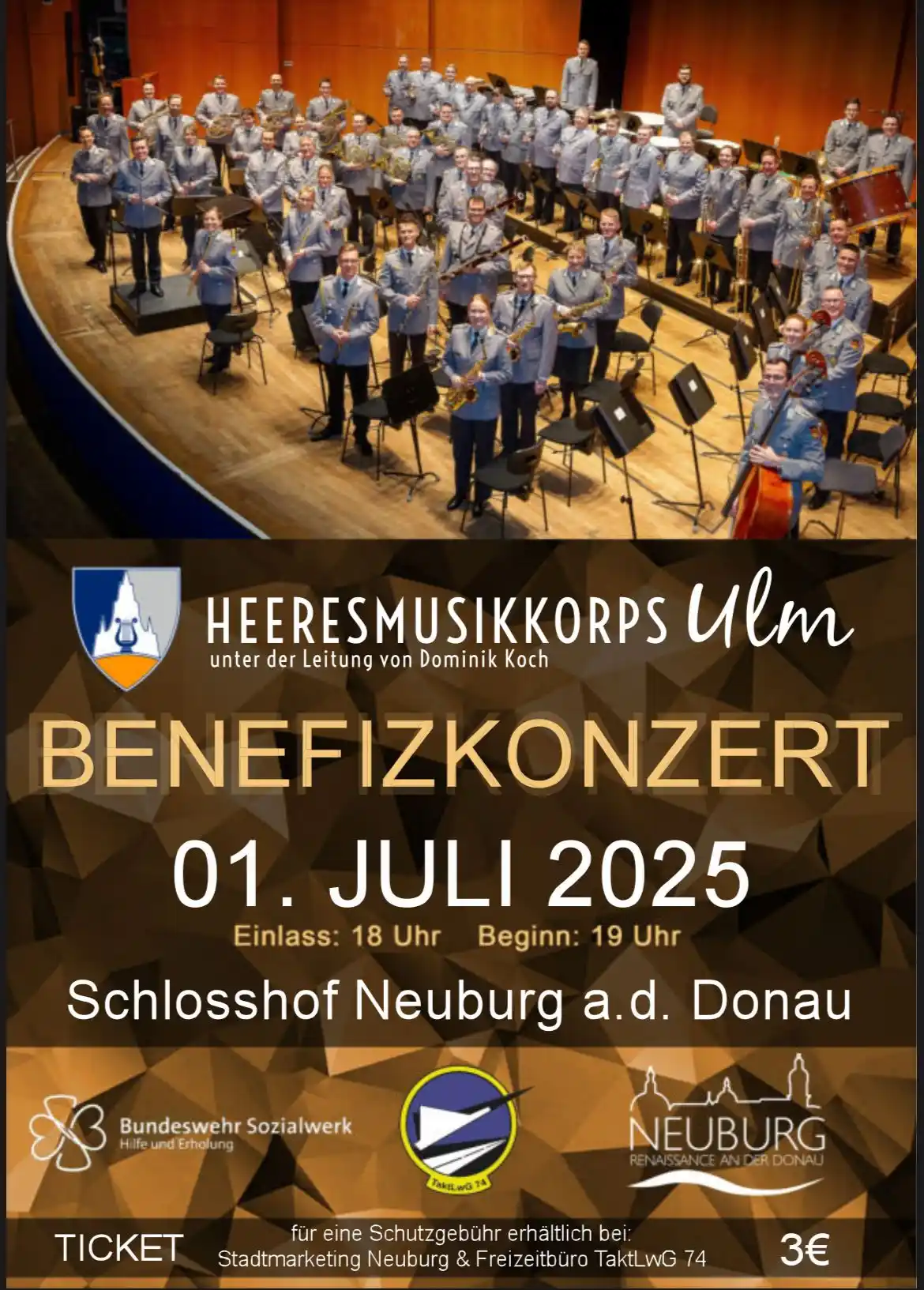 Image from Unterstützungsbereich der Bundeswehr: *Save the Date* 🎶 *Benefizkonzert* des *Heeresmusikkorps Ulm* am *01...