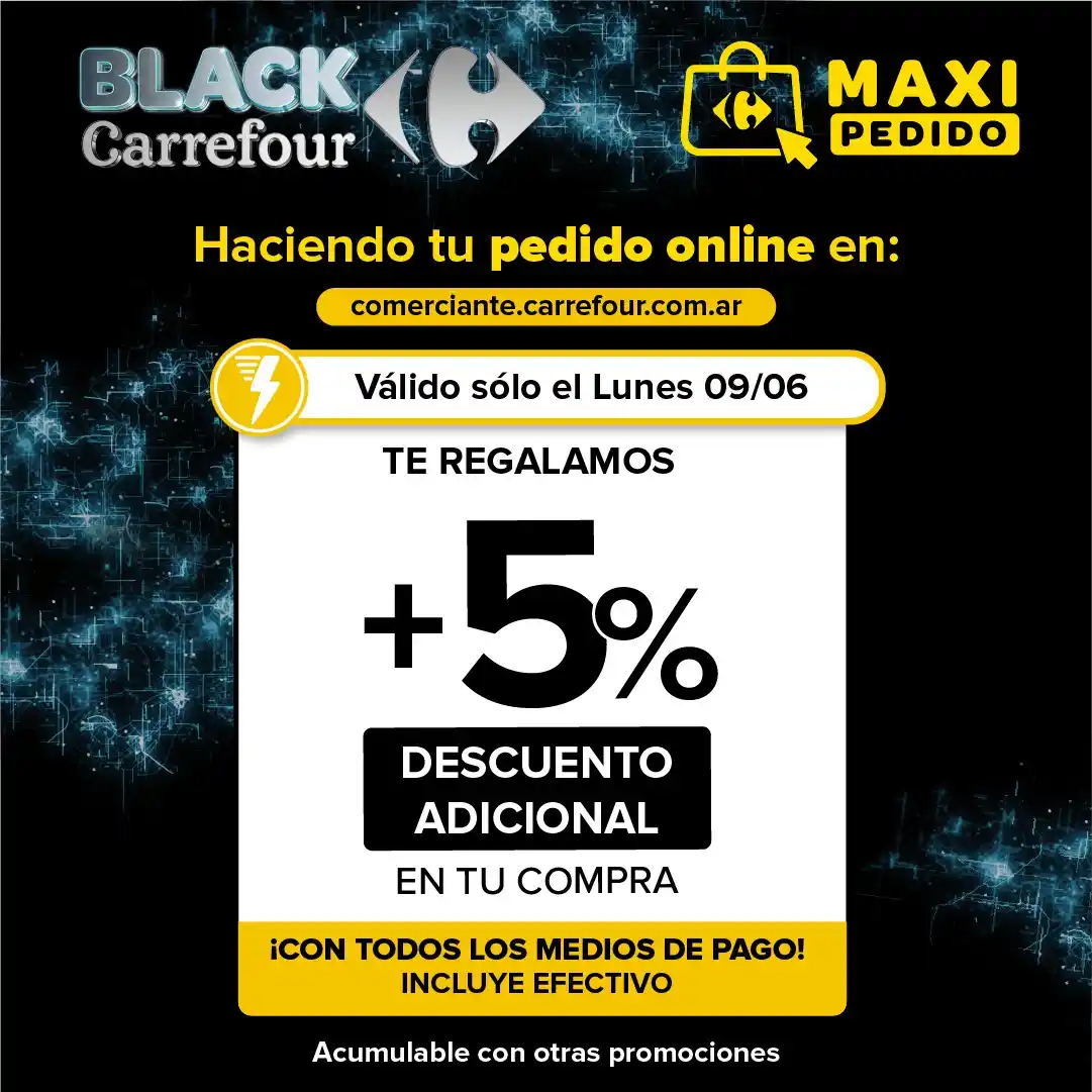 Image from Carrefour para Comerciantes: ⏰ ¡Se termina el Black Carrefour con una promo increíble! 💸 ¡5% OFF ...
