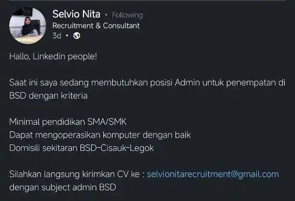 LOWONGAN PEKERJAAN JABODETABEK - KARAWANG post