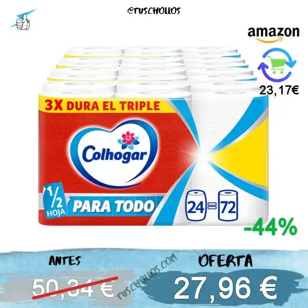 Image from Tuschollos - Ofertas, Chollos Y Gangas Todos Los Días De Amazon, Miravia Y Aliexpress!!!: *🥣 CHOLLO PACK DE 24 ROLLOS COLHOGAR* <a class="text-blue-500 hover:u...