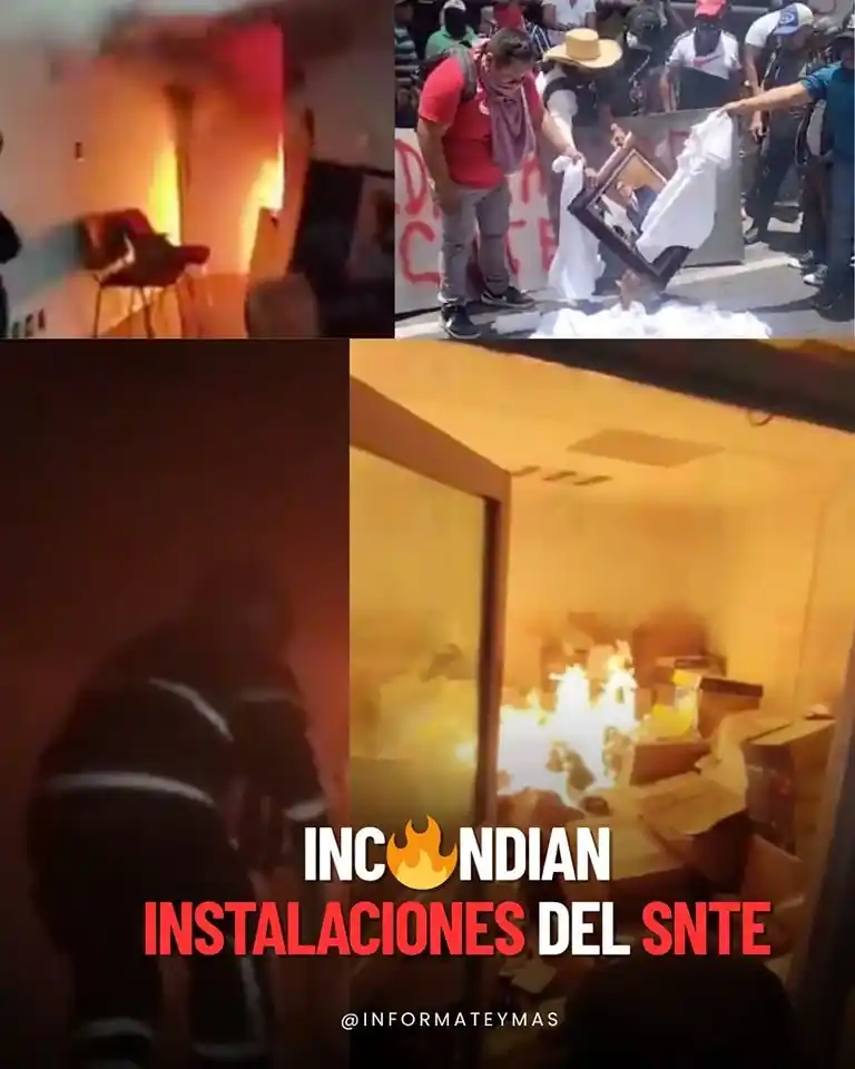Image from Infórmate y más: ¡CNTE contra el SNTE! 🚨 ‼️Un grupo de manifestantes presuntamente lig...