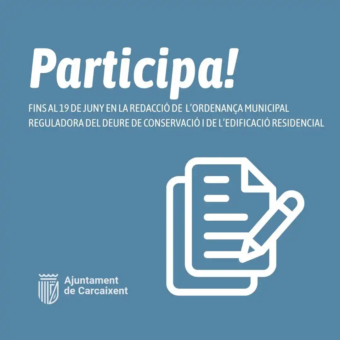 Image from Ajuntament de Carcaixent: 📢 *CONSULTA PÚBLICA PER A LA REDACCIÓ DE L'ORDENANÇA MUNICIPAL REGULA...