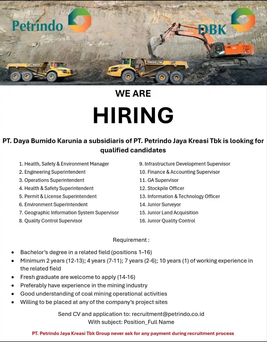 Image from Loker K3: Halo Linkedin & Jobseeker PT Petrindo Jaya Kreasi Tbk merupakan perus...