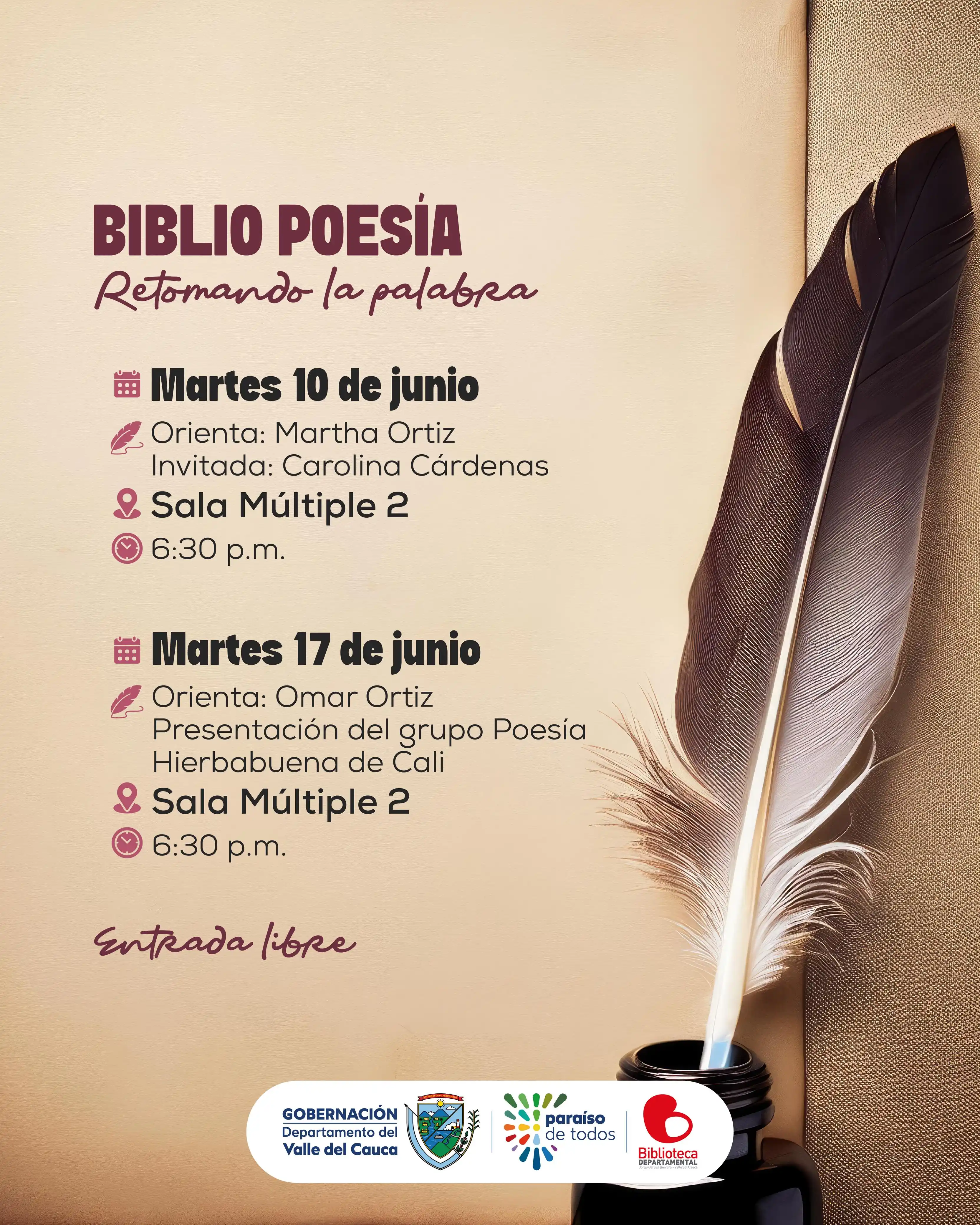 Image from @bibliovalle: 🪶📜 La poesía vuelve a latir en BiblioValle. Dos encuentros imperdi...