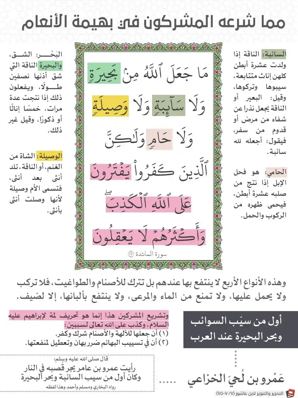 Image from التفسير الميسر: *مما شرعه المشركون في بهيمة الأنعام،* <a class="text-blue-500 hover:un...