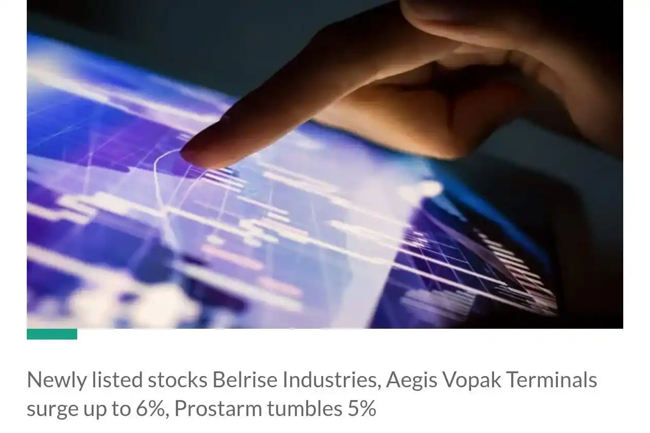 Image from SAGAR SINHA: Newly-listed Belrise, Aegis Vopak stocks surge up to 6%, Prostarm Info...