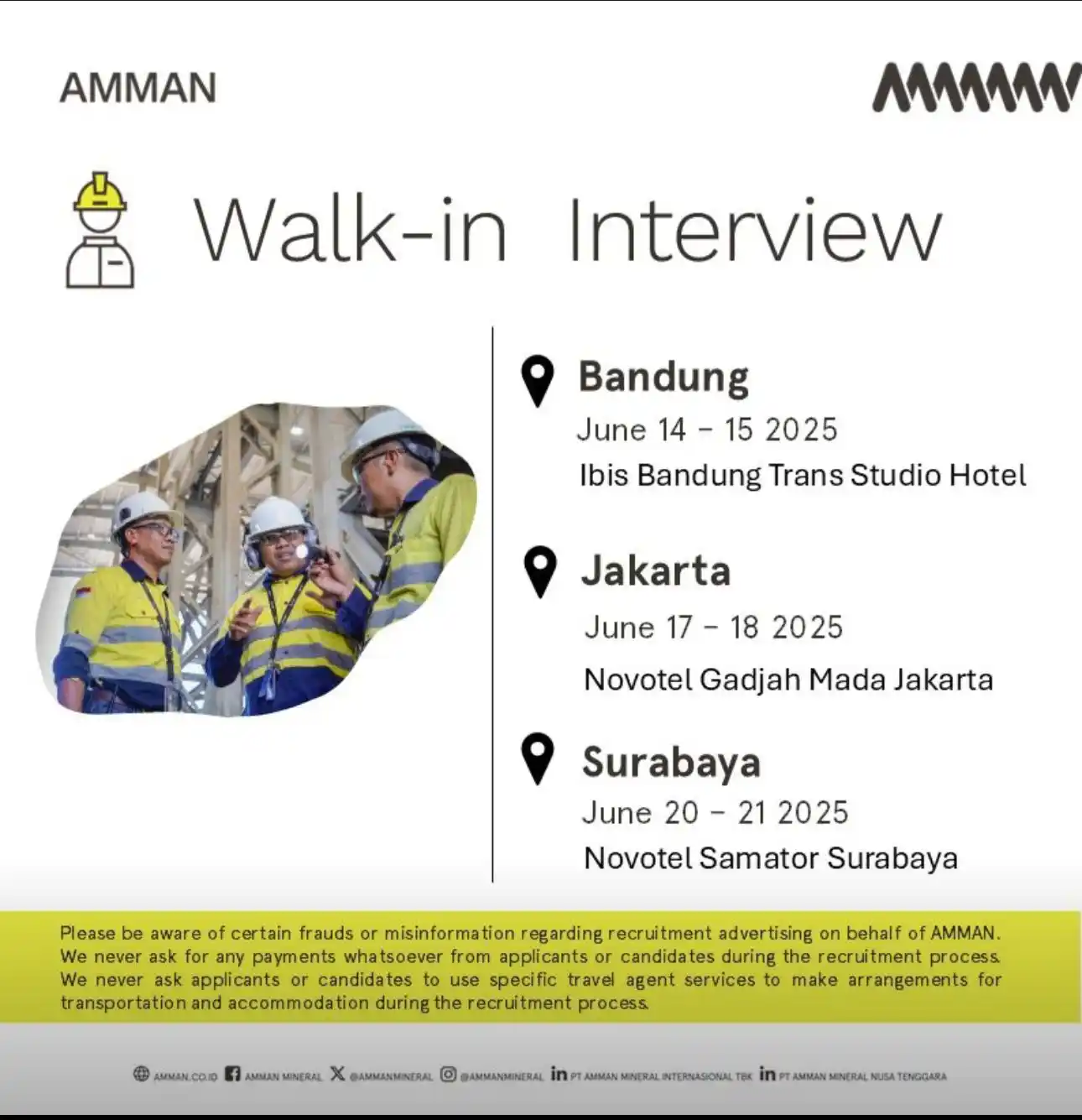 Image from Loker K3: [Walk-in Interview - Amman Mineral Industri]  Hi LinkedIn People!  To ...