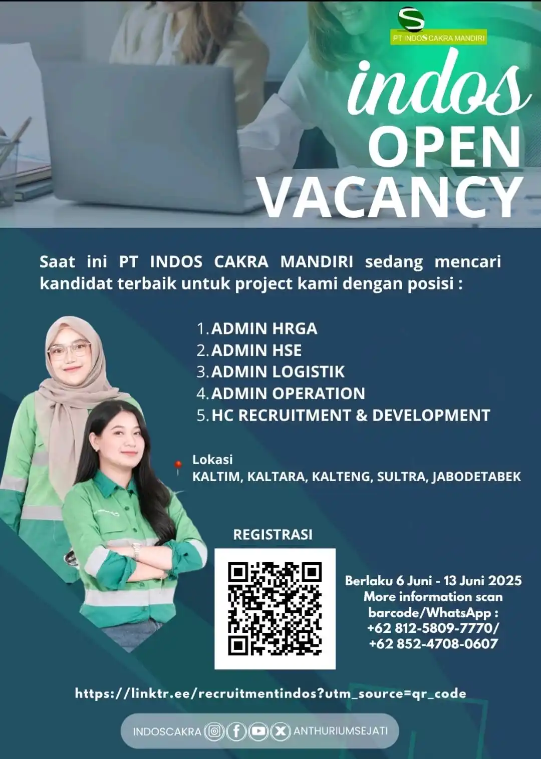 Image from Loker K3: WE'RE HIRING! Saat ini PT Indos Cakra Mandiri membuka kesempatan bagi...