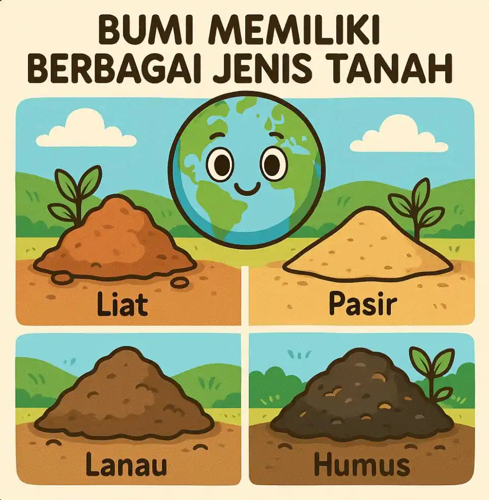 Image from Belajar | Fakta Dunia ๐๐: *๐ BUMI MEMILIKI BERBAGAI JENIS TANAH ๐ฑ๐* โโโโโโโโโโโโโโโโโโโโ *Tah...
