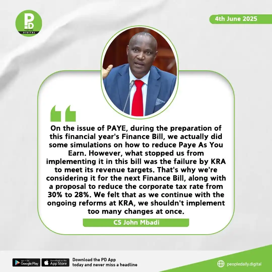 Image from Sauti Ya Bajeti - PFM Truth: *Mbadi Cites Revenue Concerns for Delayed Tax Cuts, as IPF Warns of Gr...