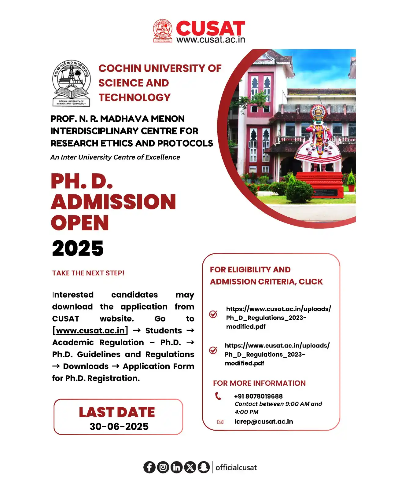 Image from Cochin University of Science and Technology: PhD Admissions@CUSAT <a class="text-blue-500 hover:underline cursor-po...