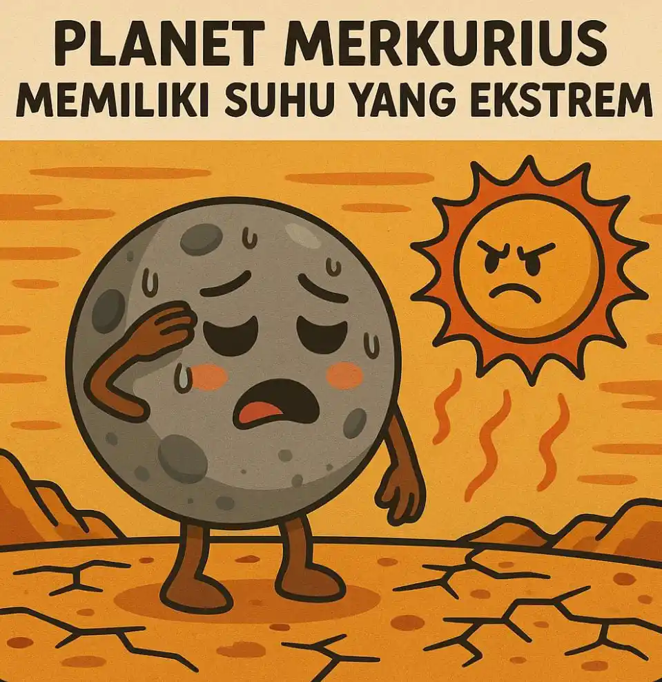 Image from Belajar | Fakta Dunia 🌏📚: *🌍✨ PLANET MERKURIUS MEMILIKI SUHU YANG EKSTREM🤯* ──────────────────...