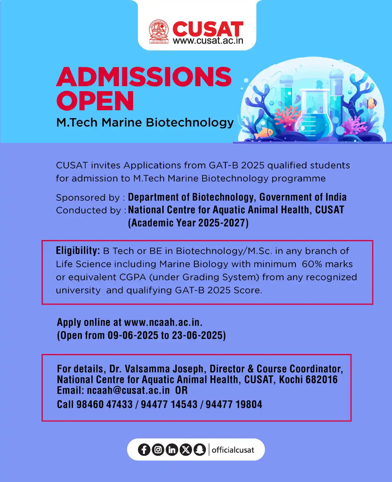 Image from Cochin University of Science and Technology: Sponsored by the Department of Biotechnology, Government of India, and...