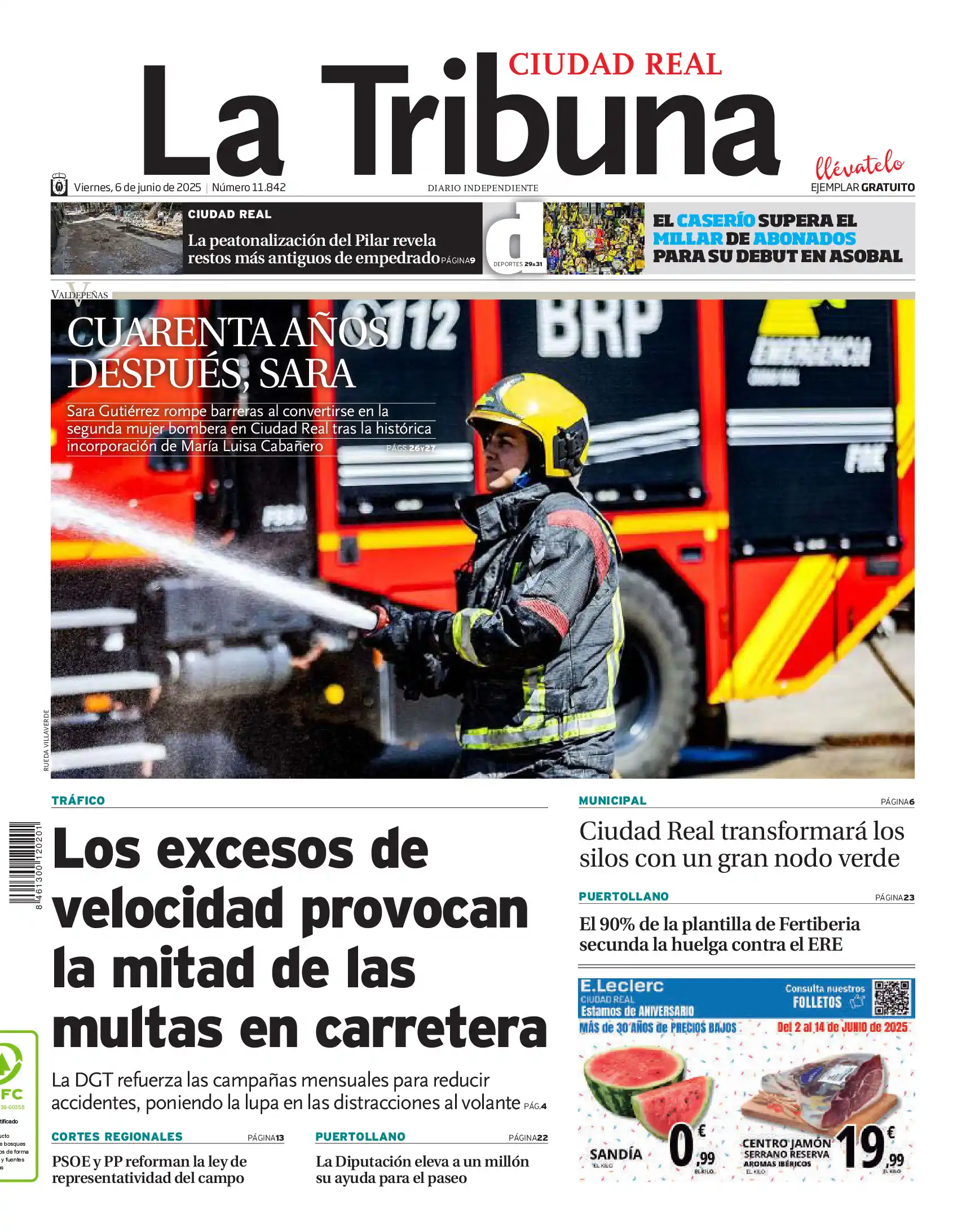 Image from La Tribuna de Ciudad Real: 🗞Buenos días. Esta es la portada de La Tribuna de Ciudad Real de este...