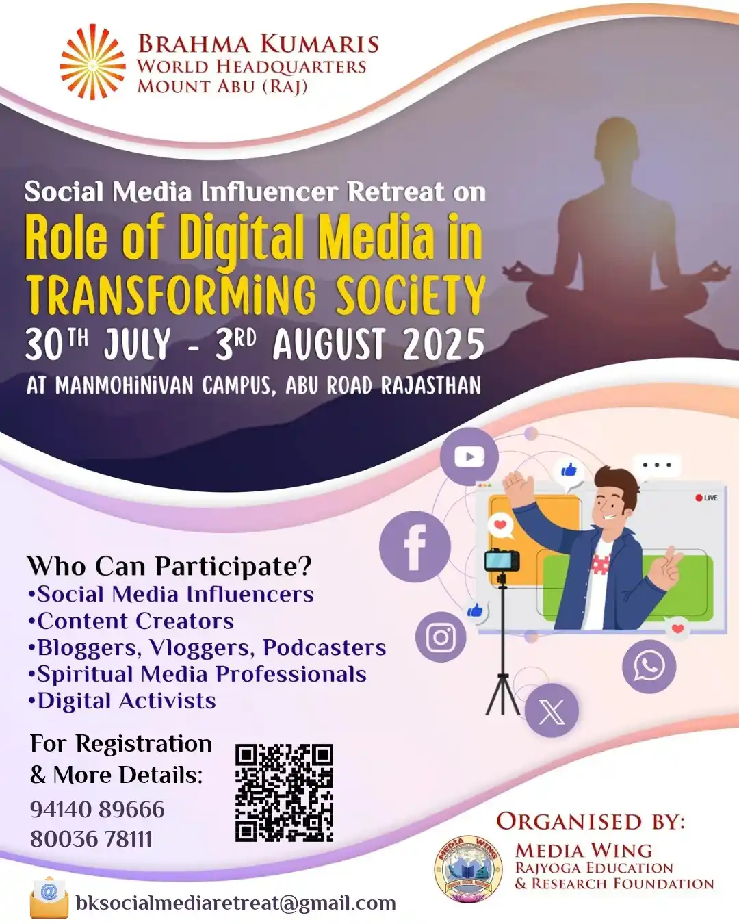 Image from Brahma Kumaris: 🌟 Calling All Influencers & Creators! 🌟 Are you ready to amplify you...