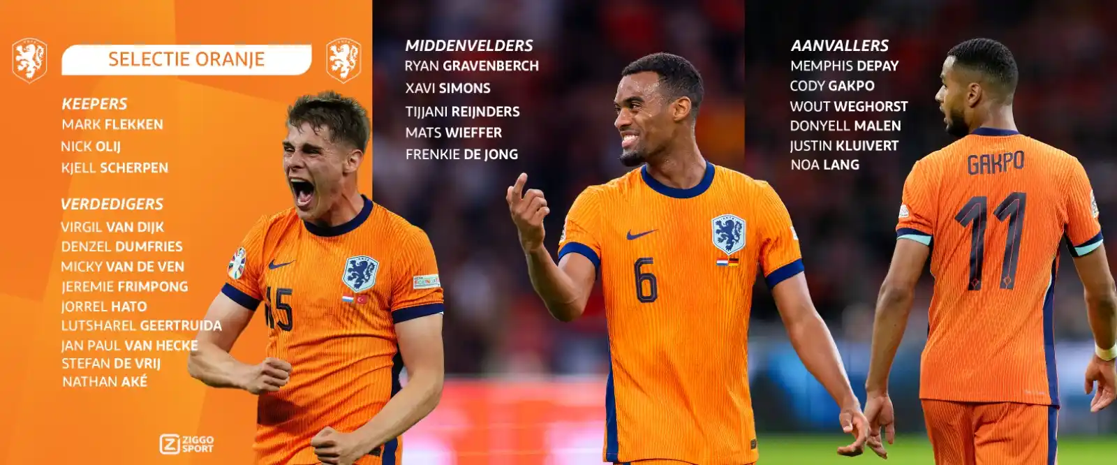 Image from Ziggo Sport: De selectie van Oranje! 🧡 Meer over Oranje vanavond in Rondo! 🍿 🗯 ...