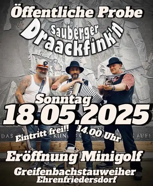Image from Ehrenfriedersdorf : 🎶🎸 *Die "Sauberger Draackfink'n" eröffnen neugestaltete Minigolf-Anl...