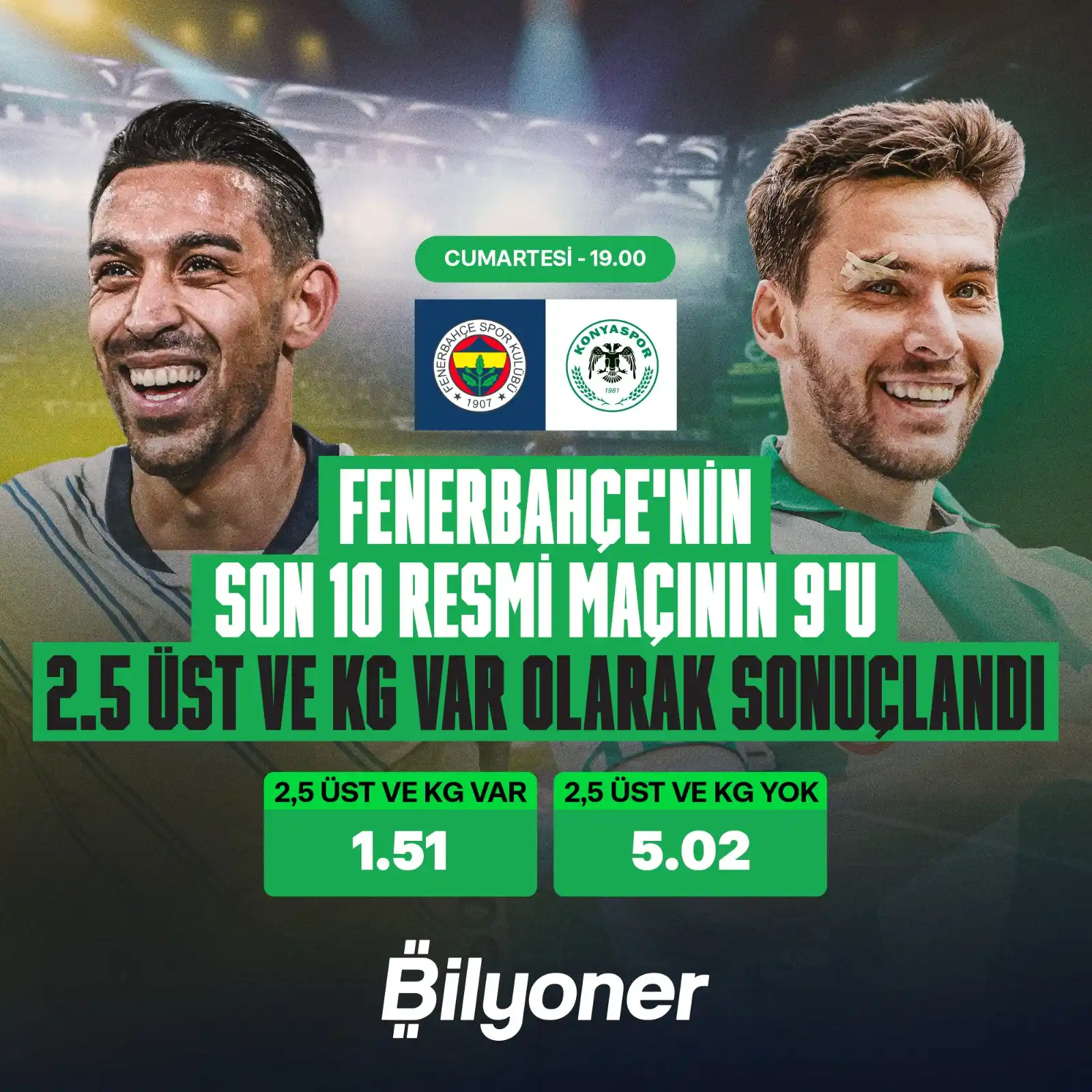 Image from Bilyoner: Fenerbahçe, sahasında Konyaspor'u ağırlıyor! Karşılaşmanın heyecanı ...