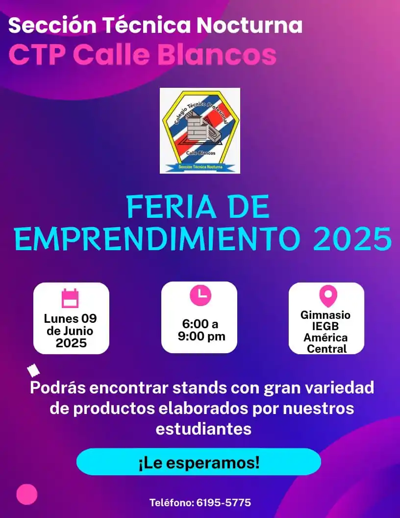 Image from CRC 89.1: *Ideas que Inspiran: Feria de Emprendimiento del CTP Calle Blancos ser...