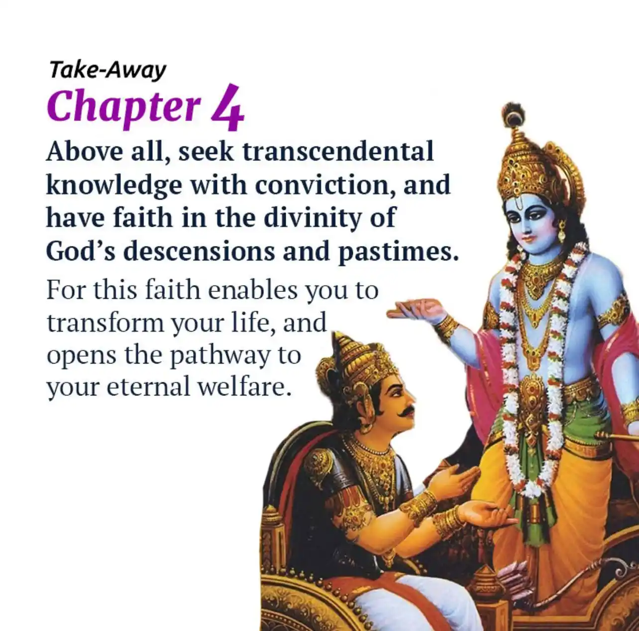 Image from Gita Daily Verse - English: Let’s reflect on the *Chapter 4 teachings* today: To *strengthen Arju...