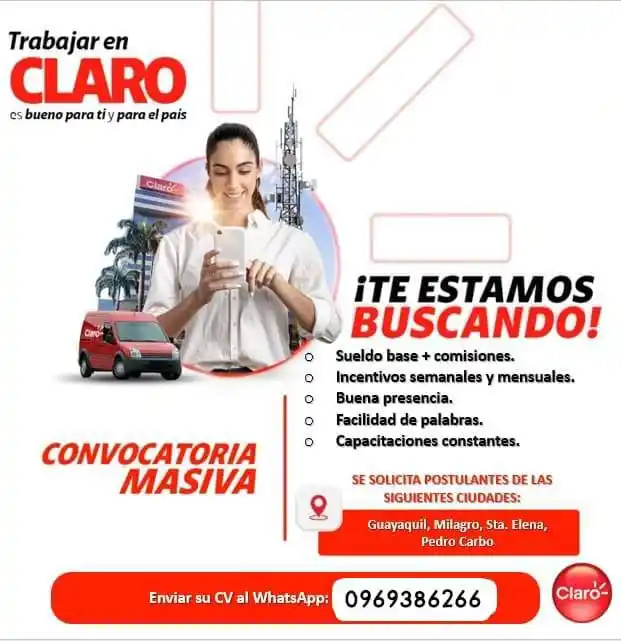 Image from Milagreño que se Respeta: *Oportunidad laboral.* Fibra óptica de CLARO ven y forma parte de nues...