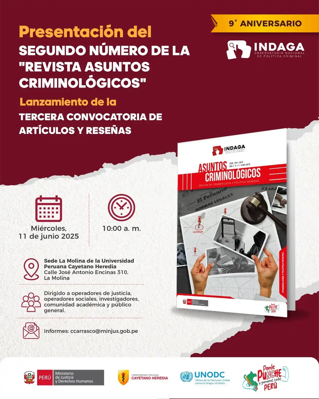 Image from Ministerio de Justicia y Derechos Humanos del Perú: 📢📕 Participa en la presentación de la *segunda "Revista Asuntos Crim...